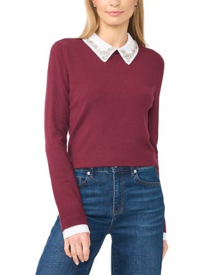Twofer Jewel Collar Sweater