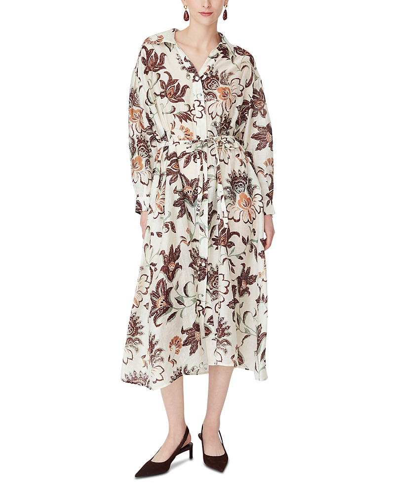 Jovonna London Belted Long Sleeve Printed Midi Dress