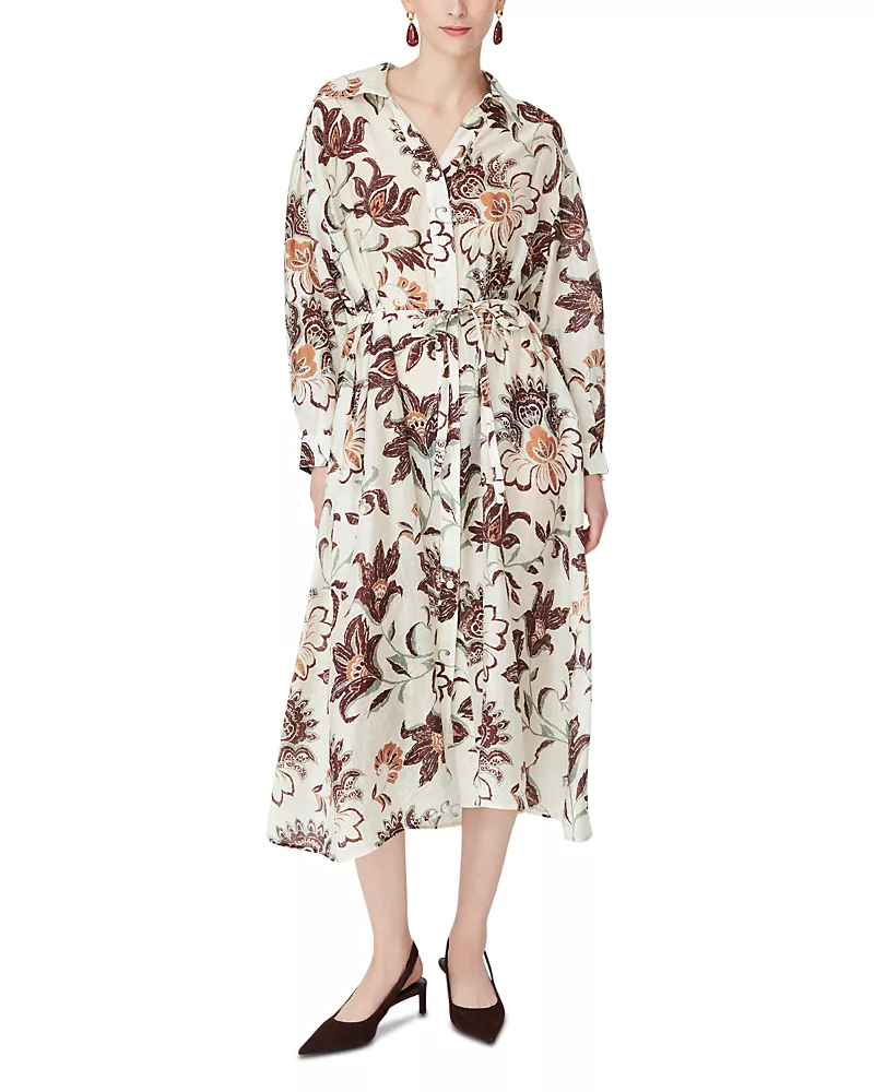 Jovonna London Belted Long Sleeve Printed Midi Dress