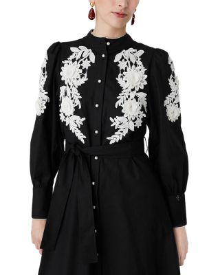 Button Down Appliqu&eacute; Midi Dress - thumbnail 3
