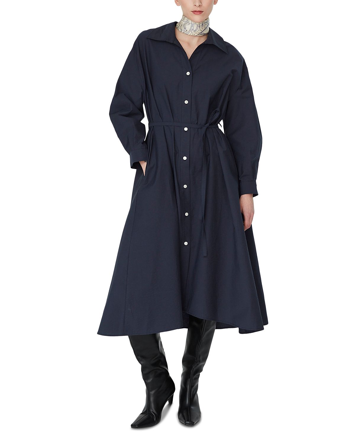 Jovonna London Long Sleeve Collared Button Down Midi Dress