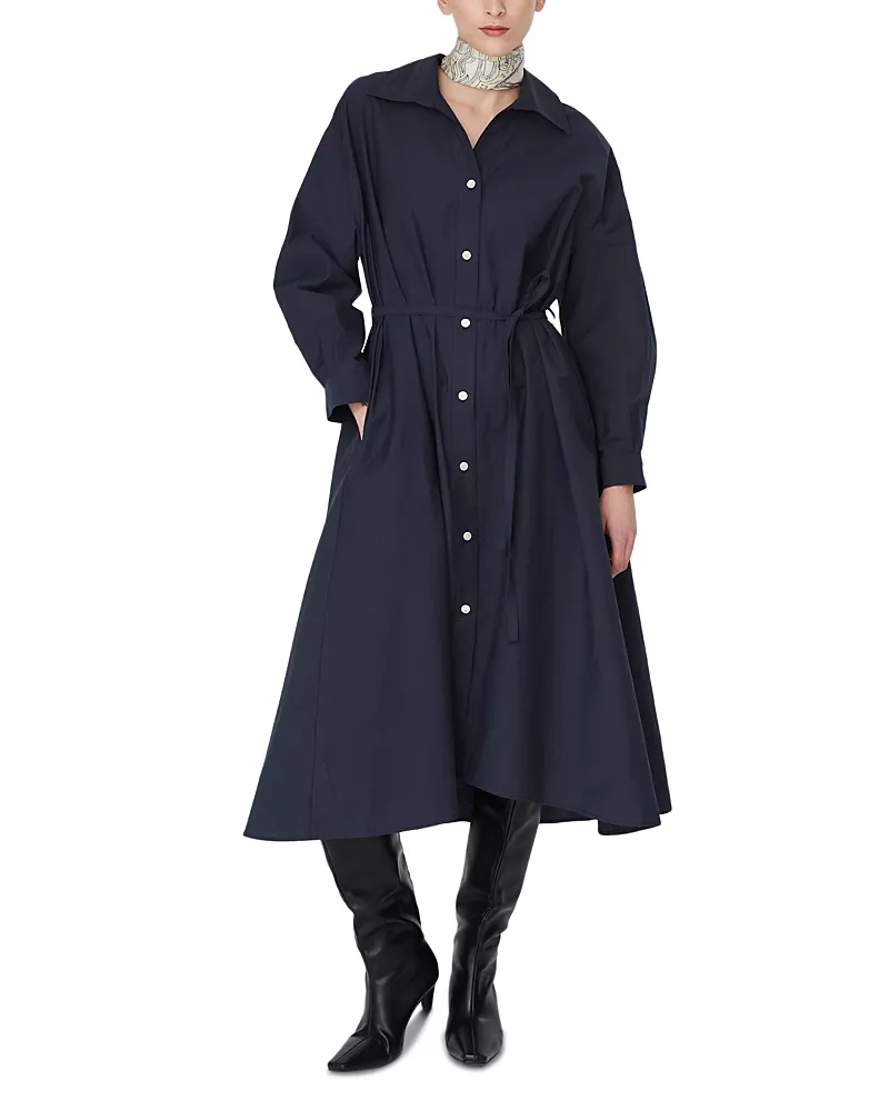 Jovonna London Long Sleeve Collared Button Down Midi Dress