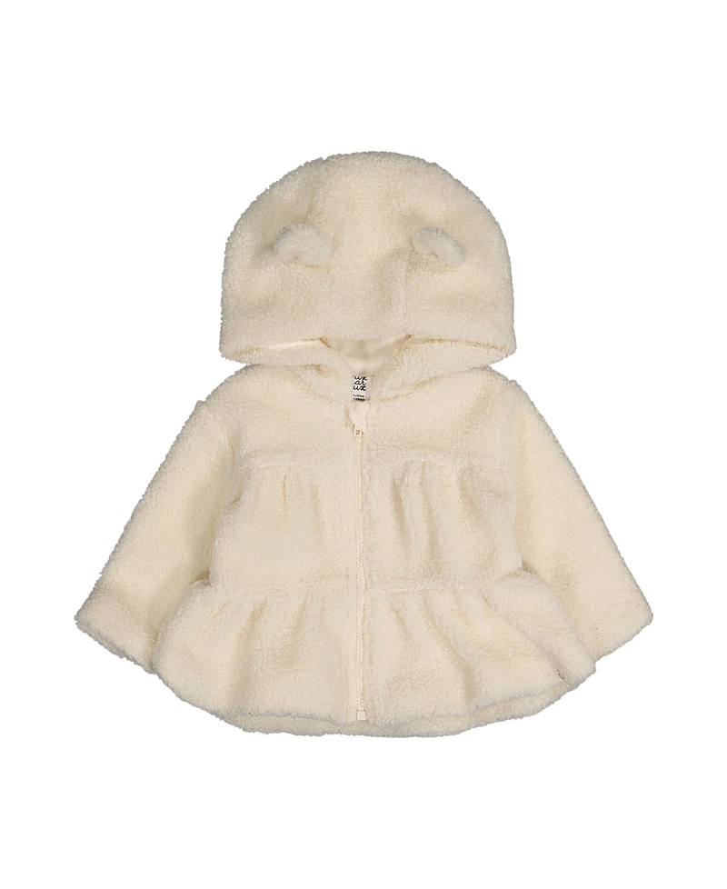 Deux par Deux Girls' Hooded Zip Fleece Tiered Bear Ear Jacket - Baby
