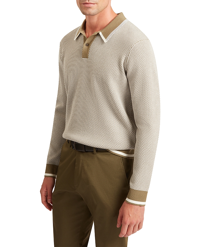 Ted Baker Buckler Long Sleeve Waffle Stitch Polo