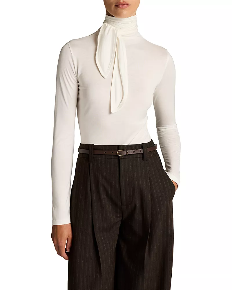 Vince Long Sleeve Tie Neck Top