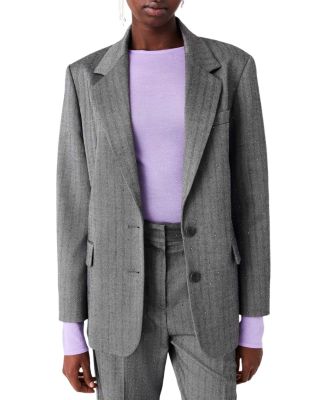Verpalus Rhinestone Pinstriped Suit Blazer