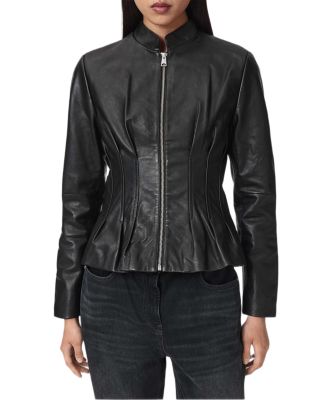 Clo Leather Peplum Hem Moto Jacket