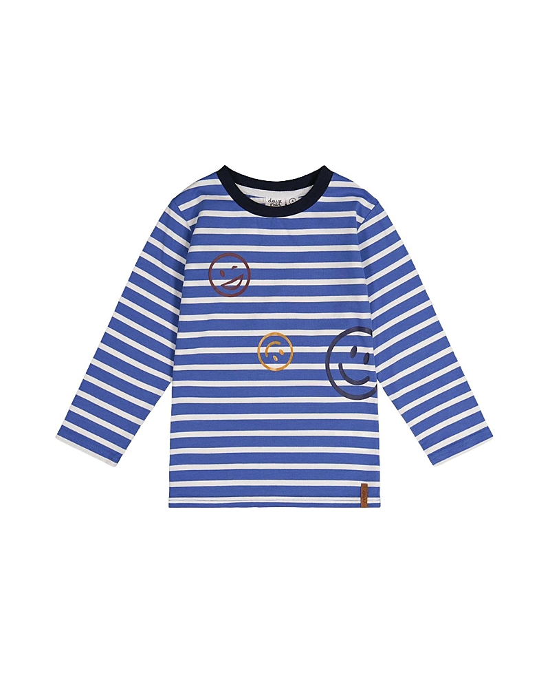 Deux par Deux Boys' Long Sleeve Stripe Smiley Graphic T-Shirt - Little Kid, Big Kid