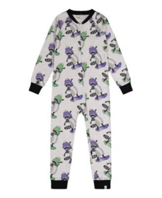  Boys' Raccoon Organic Cotton Front Zipper One Piece Pajama - Little Kid, Big Kid