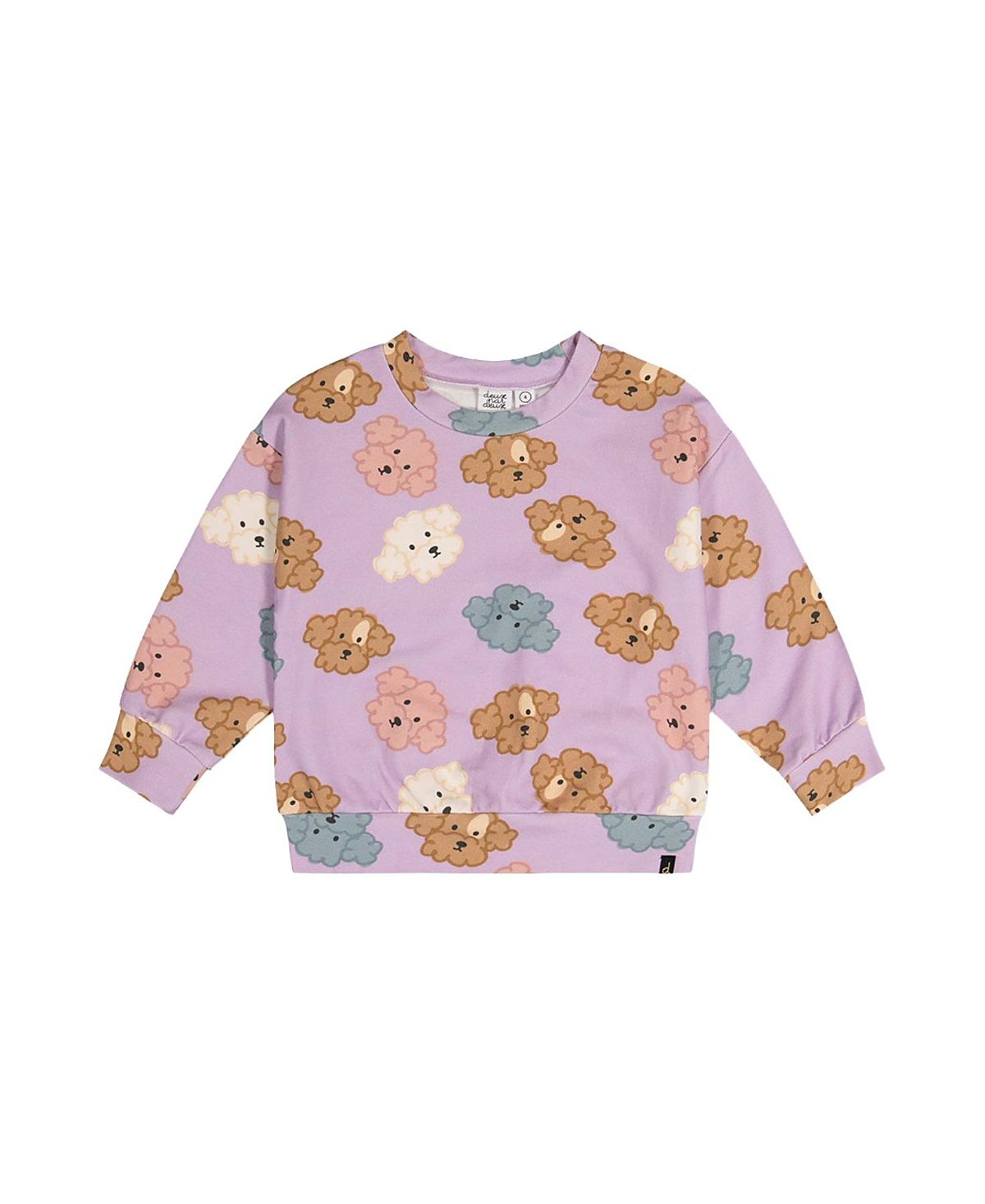 Deux par Deux Girls' French Terry Poodle Round Neck Sweatshirt - Little Kid