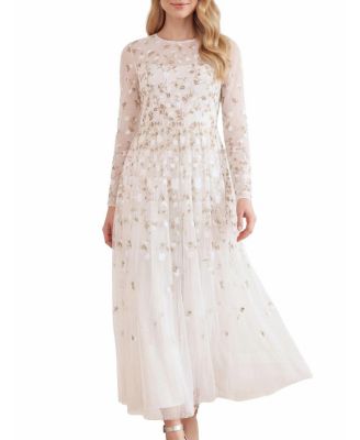 Needle & Thread Trailing Roses Long Sleeve Maxi Gown