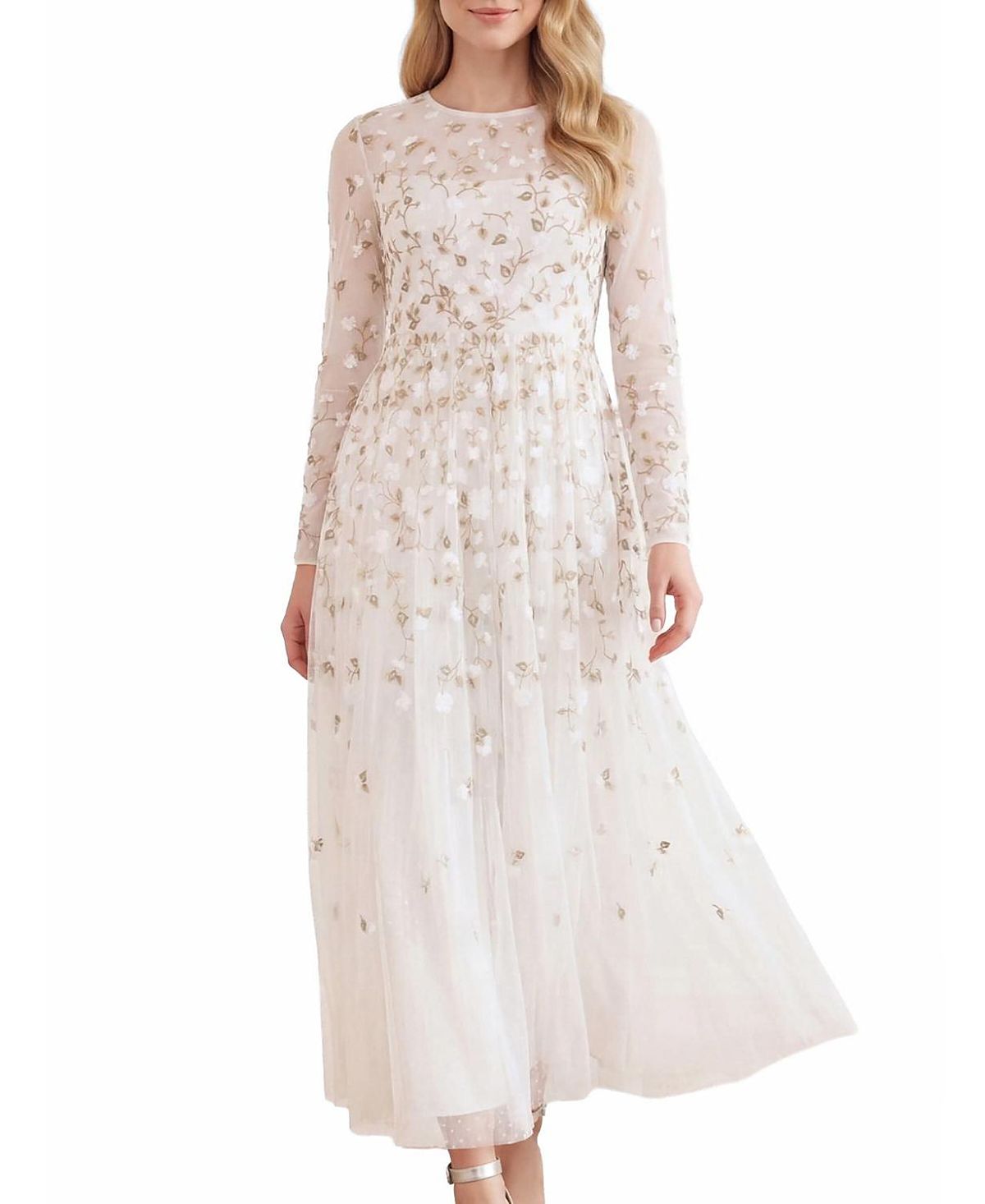 Needle & Thread Trailing Roses Long Sleeve Maxi Gown