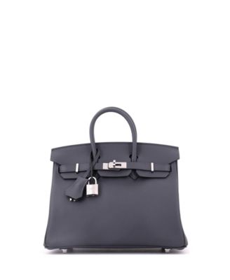 Birkin 25 Handbag Grey Swift with Palladium Hardware