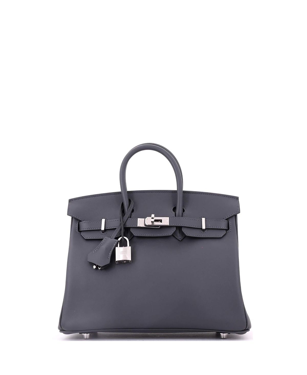 Pre-Owned HERMES Birkin 25 Handbag Grey Swift with Palladium Hardware