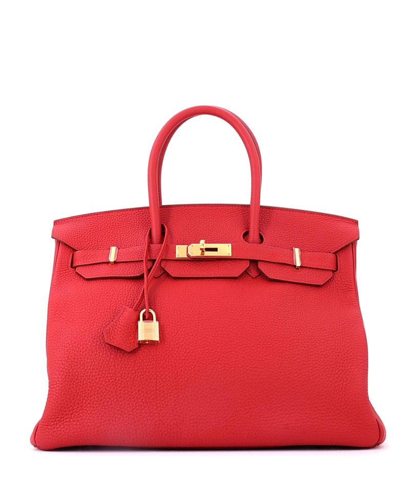 Pre-Owned HERMES Birkin 35 Handbag Red Togo with Gold Hardware