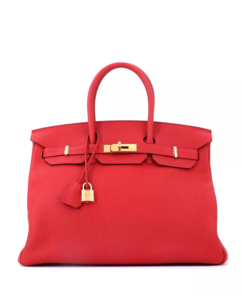 Pre-Owned HERMES Birkin 35 Handbag Red Togo with Gold Hardware