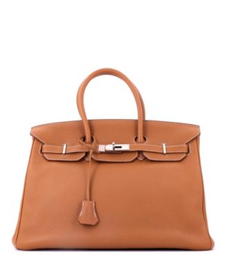 Birkin 35 Handbag Brown Togo with Palladium Hardware