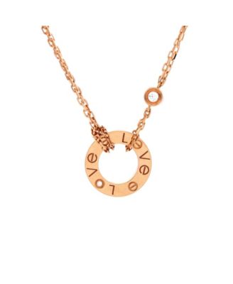  2 Diamonds Love Pendant Necklace 18K Rose Gold and Diamonds, 16"