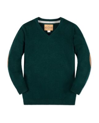  Unisex Organic V-Neck Sweater with Elbow Patches