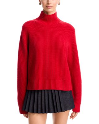 Cashmere Cropped Rib Turtleneck Sweater