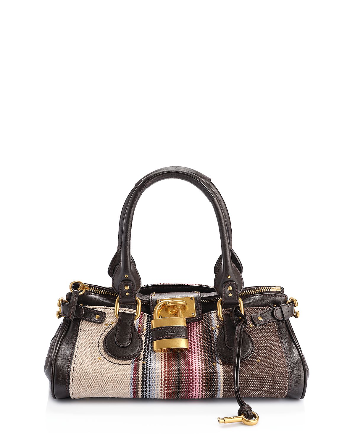 Chloe Paddington Striped Tapestry & Leather Shoulder Bag