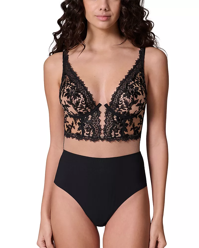 Simone Perele Fantasme Embroidered Lace Bodysuit