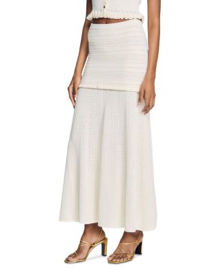 Cassalara Mixed Pointelle Knit Maxi Skirt
