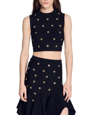 Bel Studded Knit Cropped Top