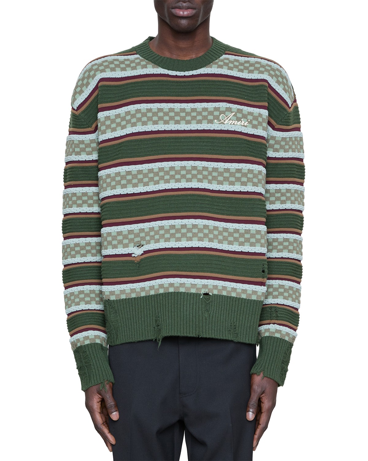 Amiri amiri Western Logo Striped Sweater in Coffee