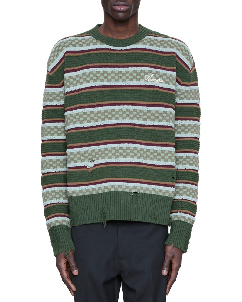 Amiri Western Logo Striped Sweater in Coffee