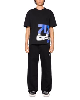 Cotton Diagonal Graphic Panel Carpenter Jeans in Black