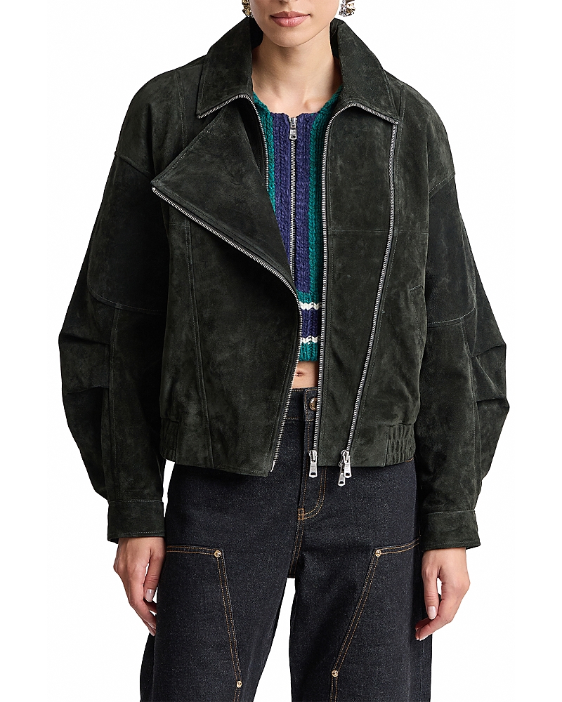 Avec Les Filles Suede Layered Bomber Jacket