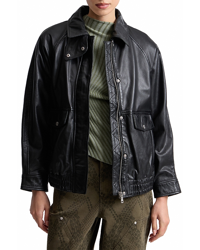 Avec Les Filles Leather Bomber Jacket
