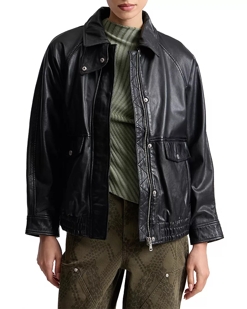 Avec Les Filles Leather Bomber Jacket