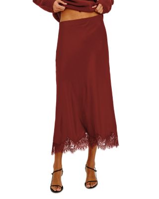 Lace Trim Midi Skirt
