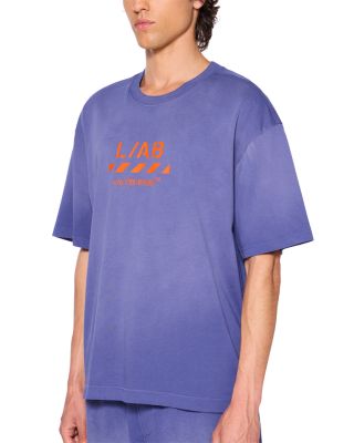 Cotton Diagonal Logo Garment Wash T-Shirt