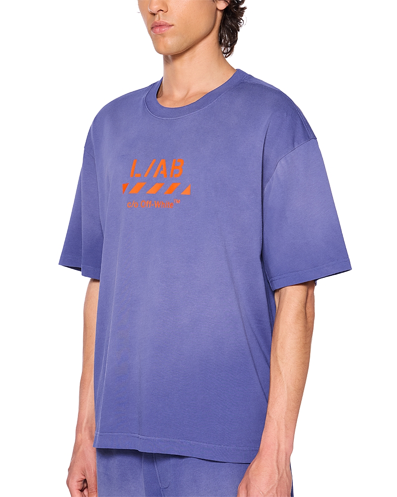 Off-White Cotton Diagonal Logo Garment Wash T-Shirt