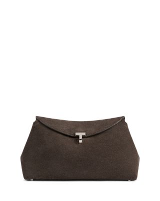 T-Lock Suede Convertible Clutch in Brown