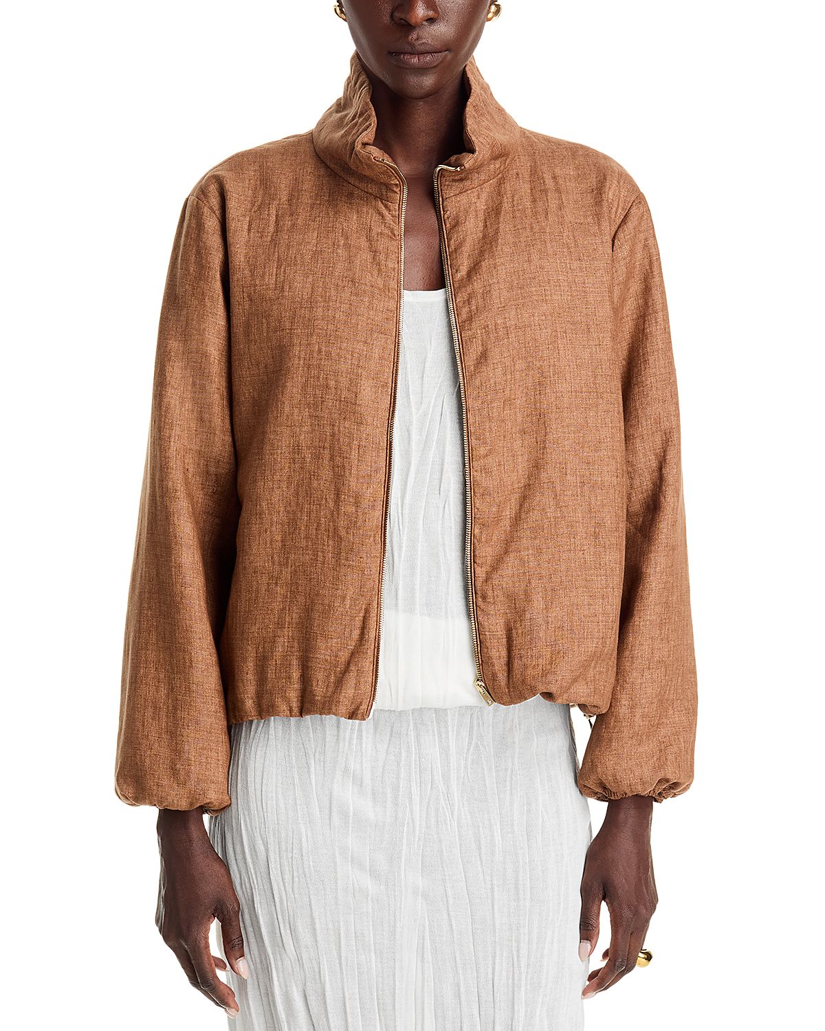 Herno Stand Collar Zip Front Bomber Jacket