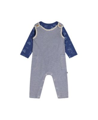  Boys' Organic Cotton Transportation Romper and Striped Overall Set - Baby