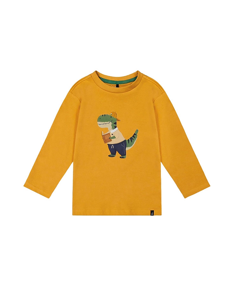 Deux par Deux Boys' Organic Cotton Dino Applique Long Sleeve T-Shirt - Little Kid