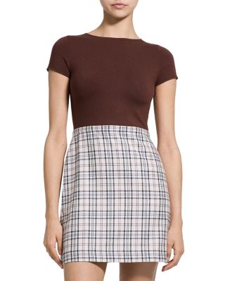 Short Sleeve A Line Wool Dress