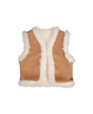 Girls' Reversible Suede Fleece Trim Vest - Big Kid