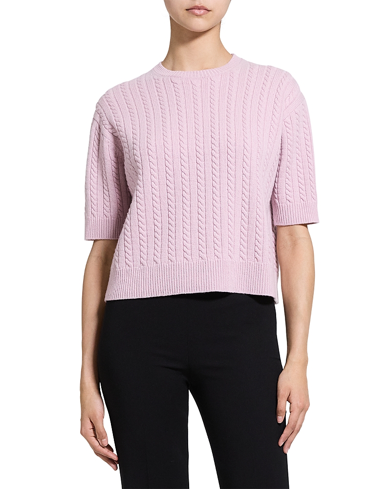 Theory Cropped Cable Knit Cashmere Crewneck Sweater - Exclusive