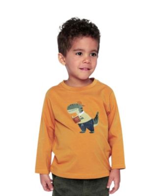 Boys' Organic Cotton Dino Applique Long Sleeve T-Shirt - Baby