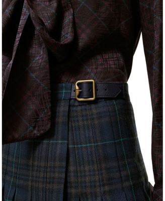 Pleated Check Wool-Blend Skirt