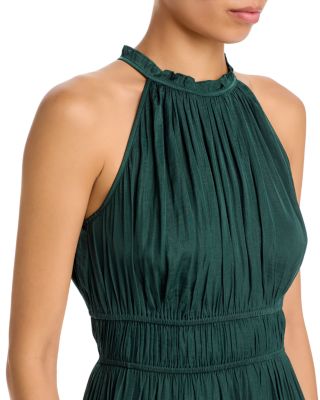 Halter Neck Shirred Maxi Dress - Exclusive - thumbnail 3