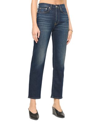 High Rise Pipe Jeans in Barely Worn