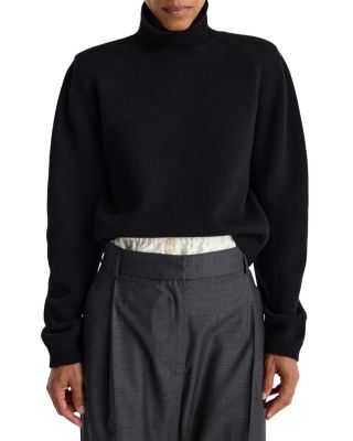 Statement Shoulder Wool Cashmere Turtleneck Sweater