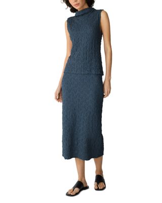 Textured Funnel Neck Slim Tank and Textured Straight Midi Skirt